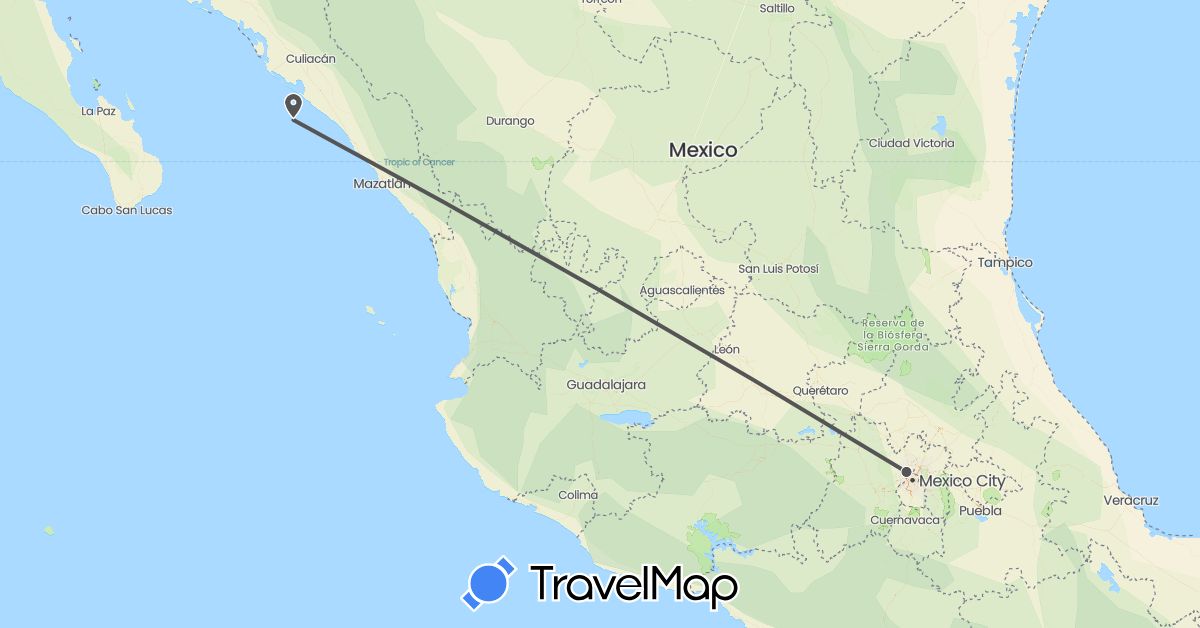TravelMap itinerary: driving, motorbike in Mexico (North America)